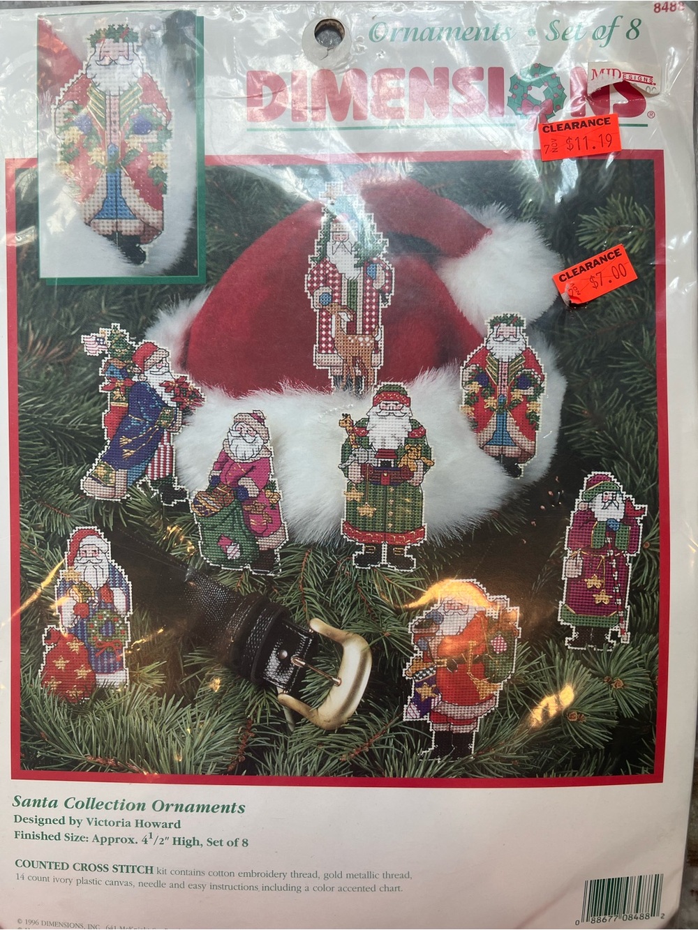Santa Collection Ornaments Cross-Stitch Kit - Red, Green, White